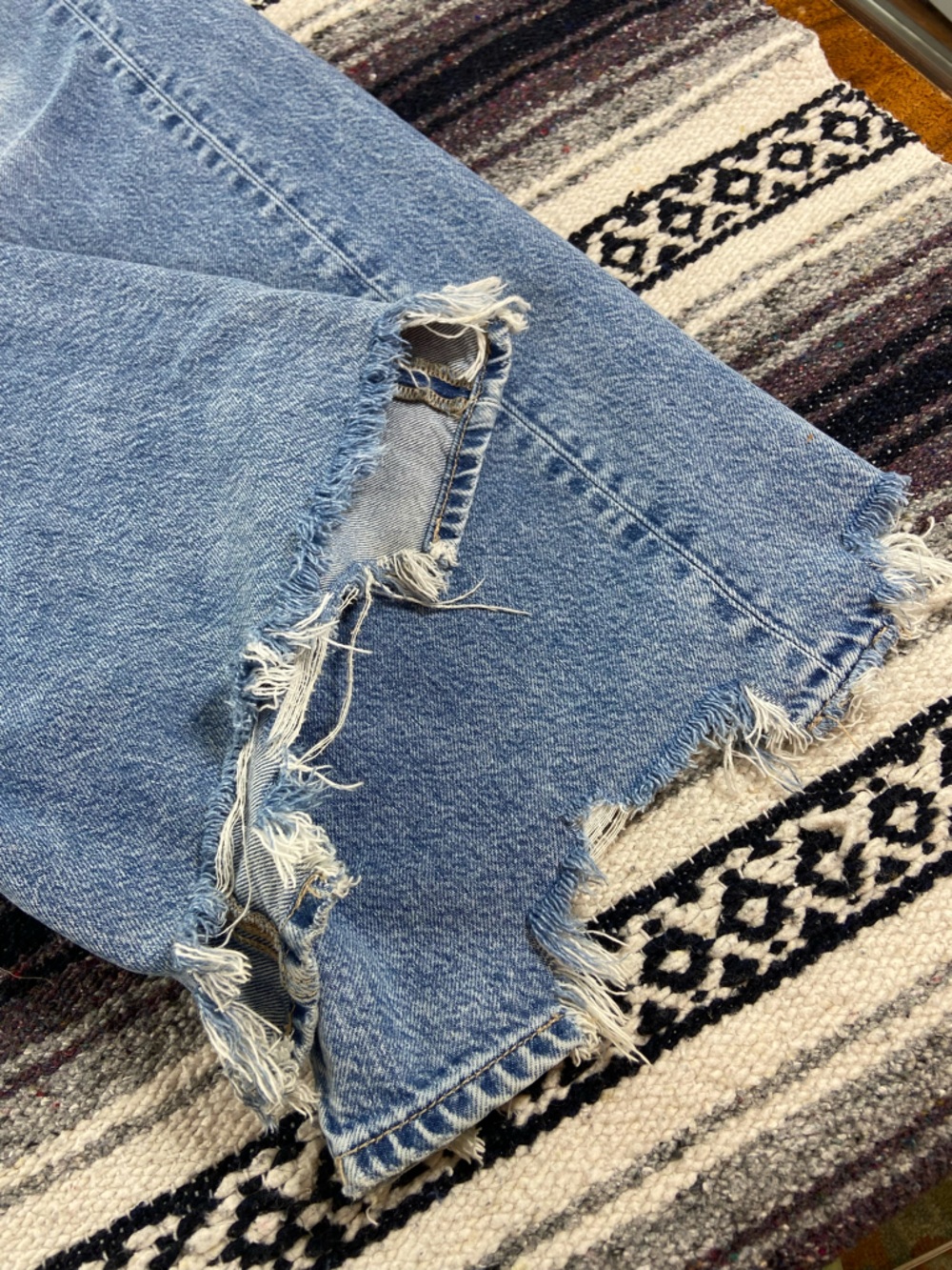 American Eagle Super High Rise Wide Leg Baggy Jeans Distressed 8 X-Long - Picture 10 of 14